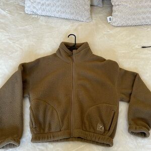 GYMSHARK TEDDY BROWN FLEECE JACKET SIZE MEDIUM